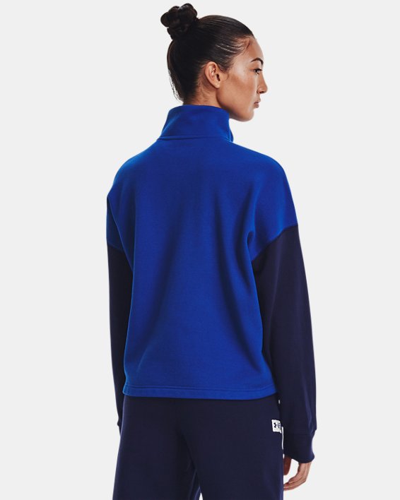 Women's UA Playback Fleece Oversized ¼ Zip, Blue, pdpMainDesktop image number 1